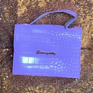 Purple Alligator printed crossbody bag with handle